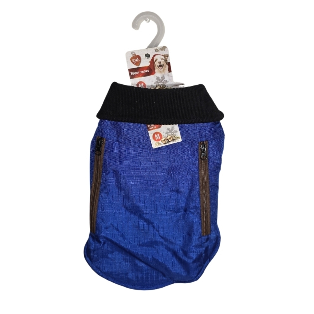 Dog Coat Jacket Pet Central Fleece Lined Blue Color  Size M New